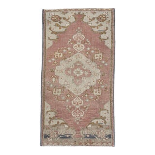 Oriental Hand Knotted Vintage Turkish Mini Rug 1'7" x 3' For Sale