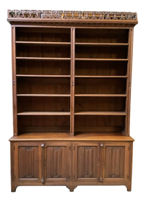 Antique Neo-Gothic Bookcase in Oak, 1880