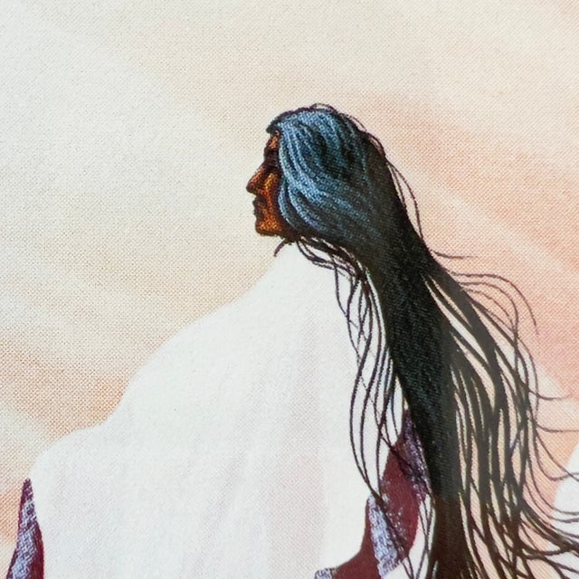 Vintage Native American Cherokee Prints by Bill Rabbit, the Proposal and Songs in the Wind, Set of 2 For Sale - Image 4 of 15