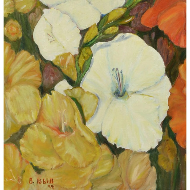 1970s Gladiolas in Bloom - 1970's Floral Still Life by B Isbill For Sale - Image 5 of 7