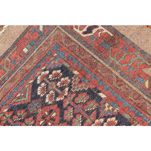 Antique Persian Kurdish Rug With Diamond Medallion and Deep Navy Field 3'8 X 6'10 For Sale - Image 13 of 13
