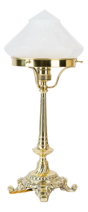 Table Lamp with Antique Glass Shade, Vienna, 1890s
