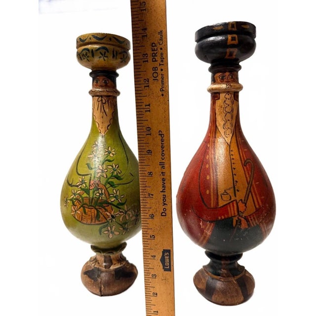 1970s Vintage Frances Poole "Poole People" Hand-Painted Folk Art Wooden Baluster Wall Hanging - A Pair For Sale - Image 4 of 7