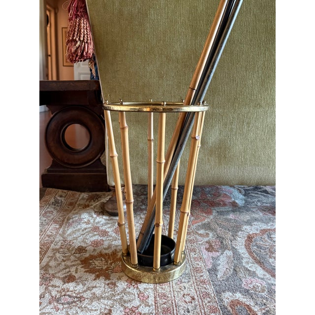 Brown Hollywood Regency Bamboo Umbrella Rack, France 1970 For Sale - Image 8 of 8