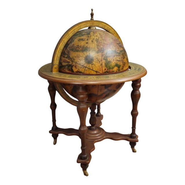 Globe Bar on Turned Wooden Base For Sale