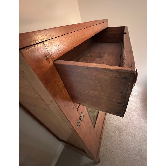Antique Walnut Pie Safe With Star & Vase Tins C. 1830 For Sale - Image 9 of 12