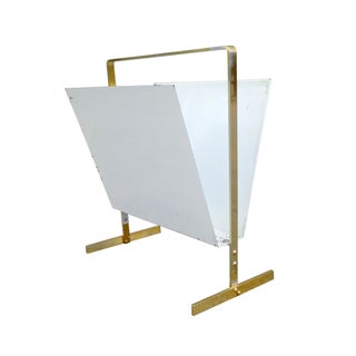 Vintage 1960s Brass Magazine Rack For Sale