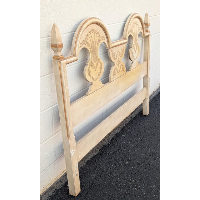 Boho Chic Vintage John Widdiecom Whitewashed Boho Chic Style Full Size Headboard For Sale - Image 3 of 8