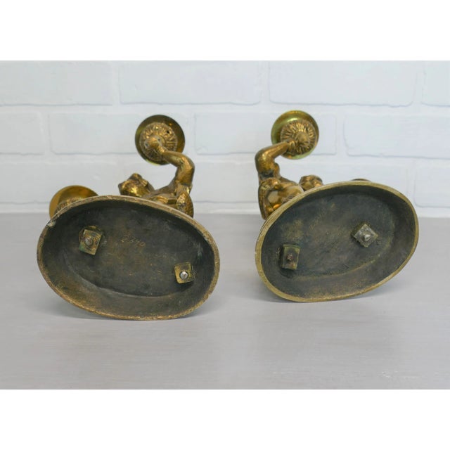 Mid 19th Century Pair Antique English Figural / Hunting Candlesticks For Sale - Image 5 of 13