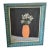 Primitive Rustic Vintage Framed Vase of Flowers Painting For Sale