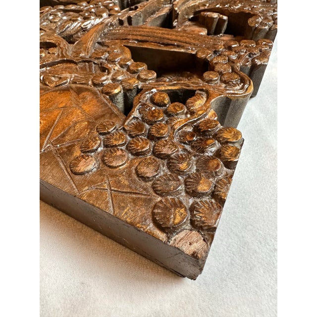Antique Asian Hand-Carved Wall Art Wood Sculpture Fine Art Scenes For Sale - Image 11 of 12