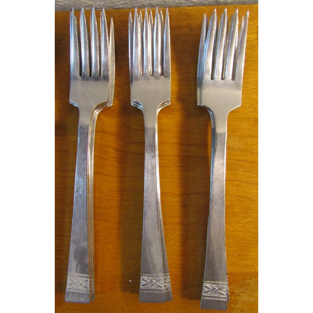 Silver Vintage Stainless Steel Flatware Set Xo Design 108 Piece 12 Place Setting For Sale - Image 8 of 12