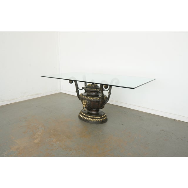 La Barge Vintage La Barge Neoclassical Glass Top Dining Table For Sale - Image 4 of 15