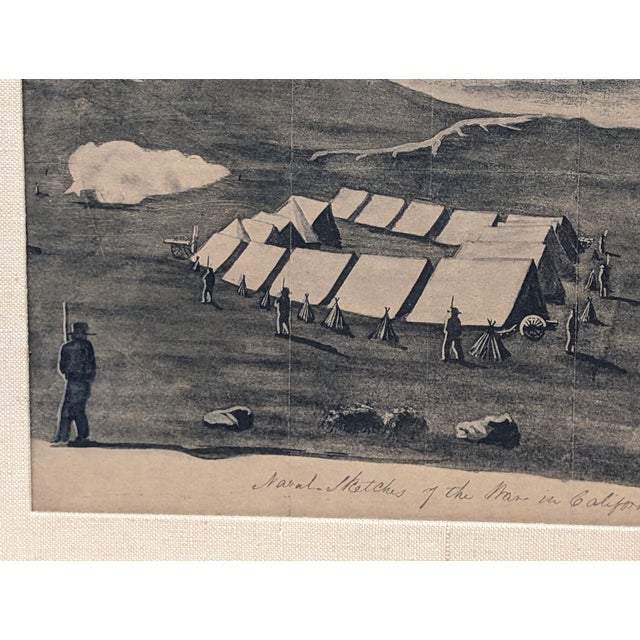 Traditional 1930s Naval Sketches of the War in California, Lithograph No. 10 William Meyers Framed For Sale - Image 3 of 7