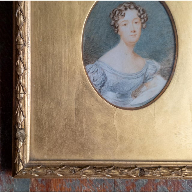 19th Century American School Miniature Watercolor Portrait of a Lady For Sale In New York - Image 6 of 16