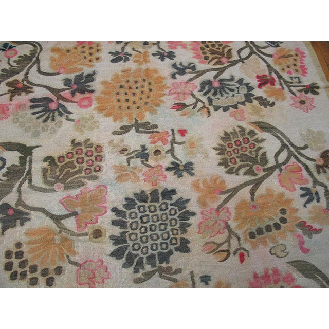 Textile Antique Bessarabian Flatweave Rug With Floral Design in a Special Ivory Background Color For Sale - Image 7 of 12