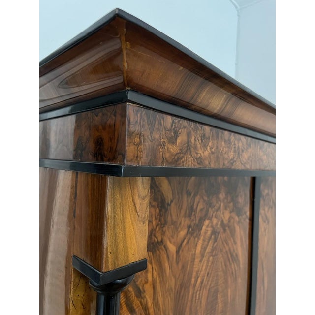 Biedermeier Armoire, Walnut Veneer and Full Columns, Austria, circa 1820 For Sale - Image 10 of 17