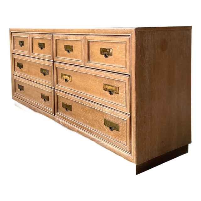 Vintage Brass Handle Campaign Dresser For Sale
