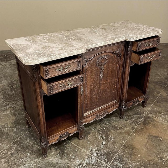 Antique French Louis XV Display Buffet With Travertine Top For Sale - Image 17 of 18