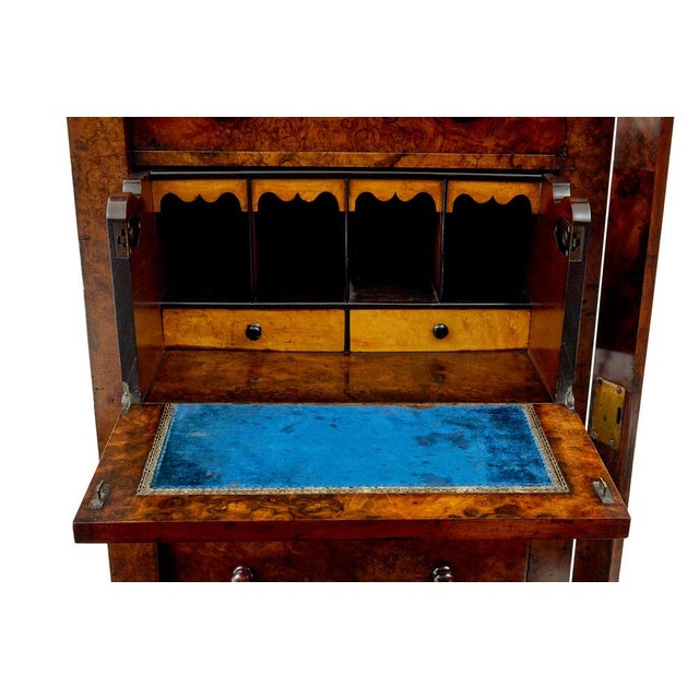 Early Victorian Wellington Burr Walnut Chest, 1840s For Sale - Image 9 of 12