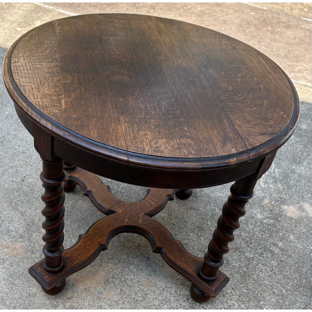 English Vintage English Barley Twist Round Side Table For Sale - Image 3 of 11