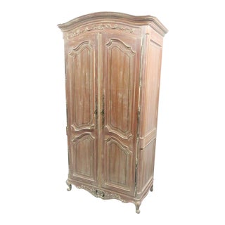 Century Furniture Louis XV Style Distress Painted Linen Press For Sale