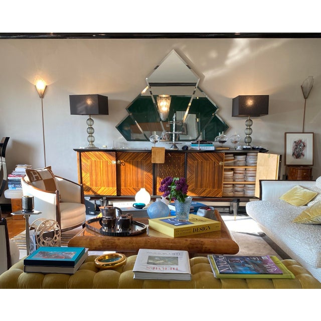 1930s Art Deco Table Lamps -- Pair of 1930s Art Deco Handblown Ribbed & Smoked Glass Table Lamps With Brass Fittings For Sale - Image 5 of 8