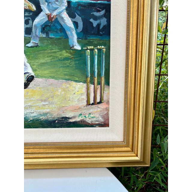 "English Cricket" Contemporary Figurative Sport Painting, Framed For Sale In San Francisco - Image 6 of 13