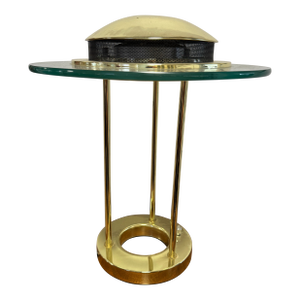 Robert Sonneman "Saturn" Halogen Table Lamp for George Kovacs, C. 1980 — Brass & Glass