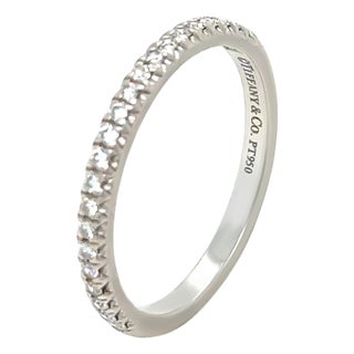 Tiffany & Co. Platinum Soleste Half Eternity Ring 0.17ct 3g, Size 6.25 For Sale