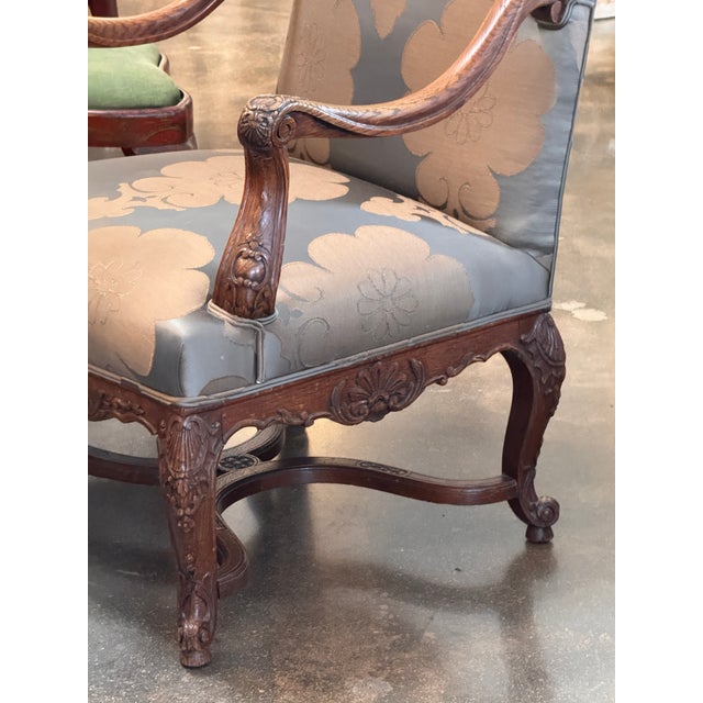 19th Century Pair of French Regence-Style Walnut Armchairs For Sale - Image 10 of 12