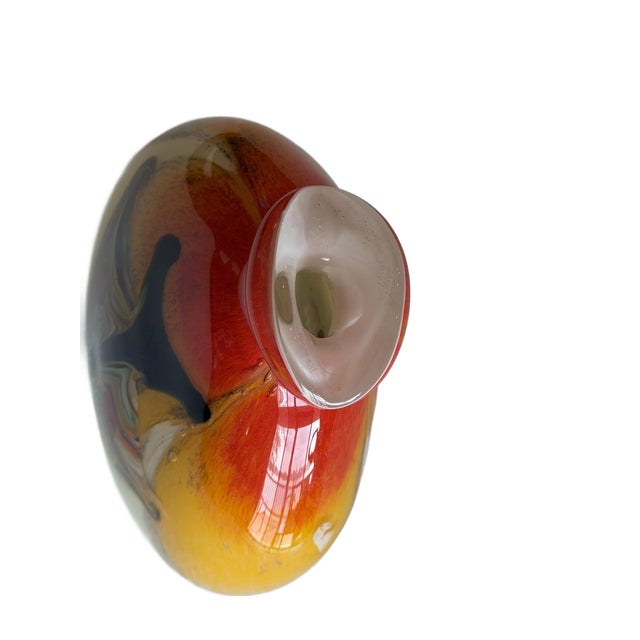 Hand-Blown Art Glass Vase With Multicolored Swirl Design For Sale - Image 9 of 16