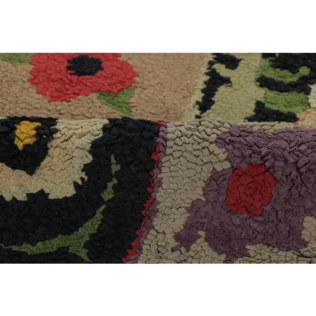 This 3x4 antique hooked rug is an exciting new addition to Rug & Kilim’s Antique collection; a folk-art masterpiece of the...