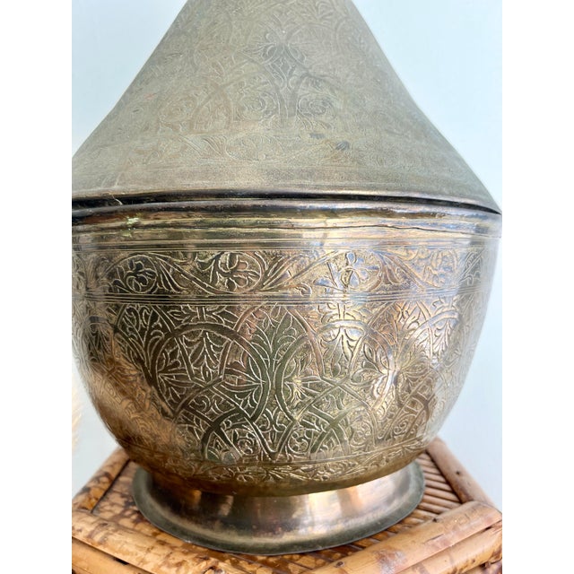 Mid 20th Century Moroccan Brass Lidded Vessel For Sale - Image 4 of 6