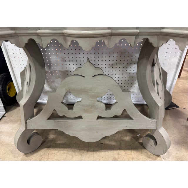 Boho Chic Painted Decorator Carved Console Table For Sale - Image 4 of 12