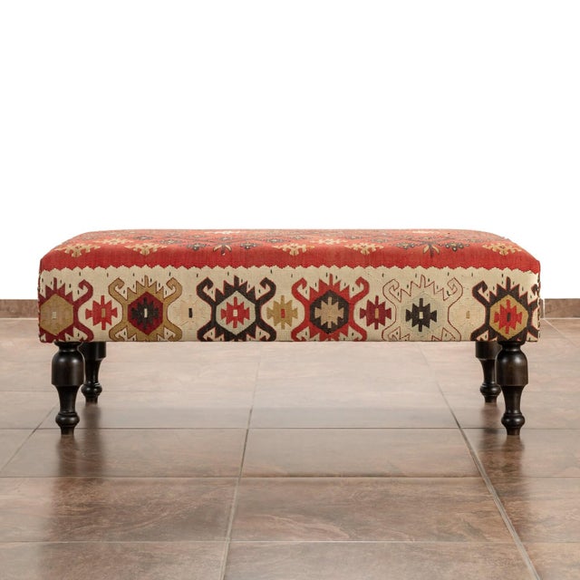Mid-Century Nomadic Kilim Footstool For Sale - Image 4 of 9