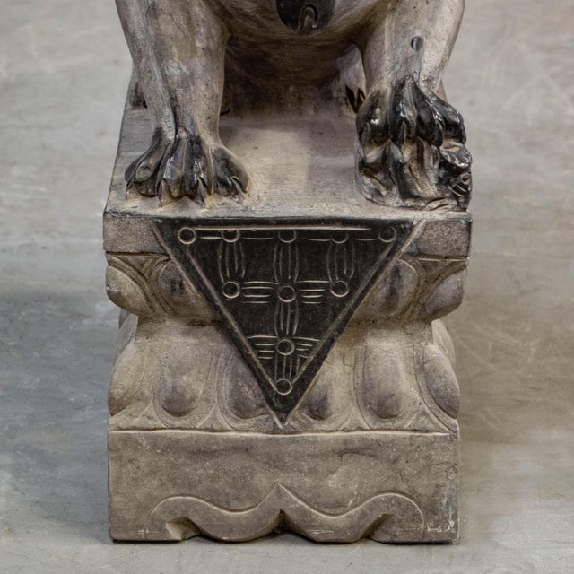Carved Black Granite Chinese Foo Dog Boundary Markers a Pair Chairish