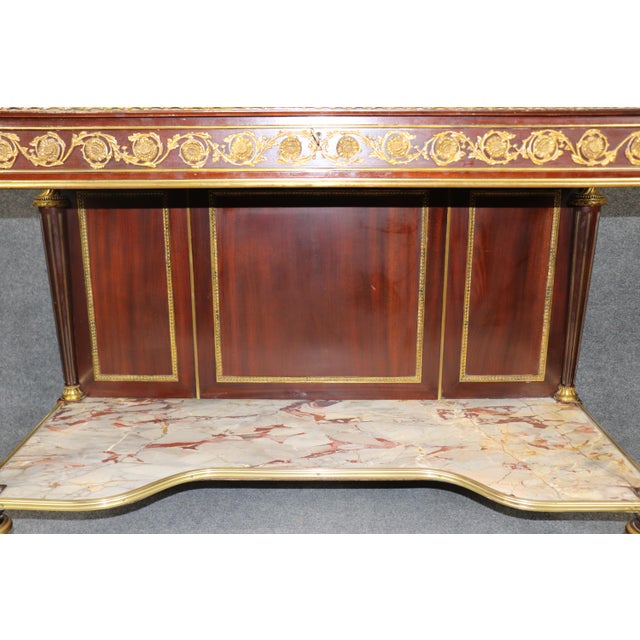 Bronze Signed Henry Dasson 1860s Era Bronze Mounted Marble Top Server Console Table For Sale - Image 8 of 15