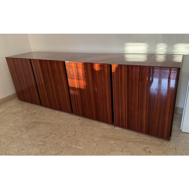 1970s Vintage Monumental Zebrawood Lacquered Sideboard, 1970s For Sale - Image 5 of 14