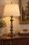 Vintage Neoclassical Acanthus Table Lamp in Aged Bronze With Ivory Linen Shade For Sale In Los Angeles - Image 6 of 6