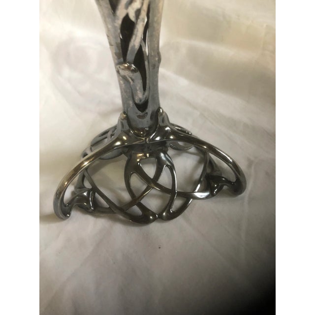 Silver plate art nouveau candle or plant holder, wonderful design from probably early 20th century, a new stainless insert...