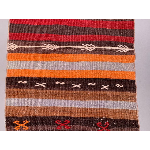 Turkish Narrow Kilim Runner Rug For Sale - Image 6 of 7