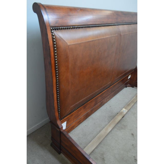 Henredon Leather Sleigh King Bed For Sale - Image 14 of 16