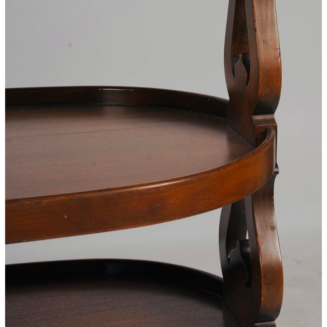 The Rothschild Collection Late 20th Century Judson Rothschild Style Walnut Three-Tier Bar Cart for the Rothschild Collection For Sale - Image 4 of 7