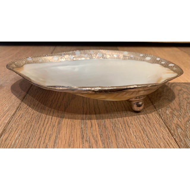 Mid 20th Century Mid 20th Century Shell Serving Dish With Silver Leaf For Sale - Image 5 of 10