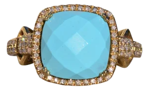 The 157th Avenue: Lab Created Robins Egg Blue Turquoise with Natural Diamonds in Yellow Gold