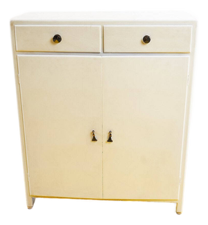 Vintage White Cabinet with Gilt Details