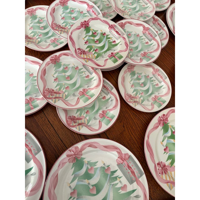 1980s Vintage 1989 “Home for Christmas” Pink Dinner Set by Sango- 49 Pieces For Sale - Image 5 of 11