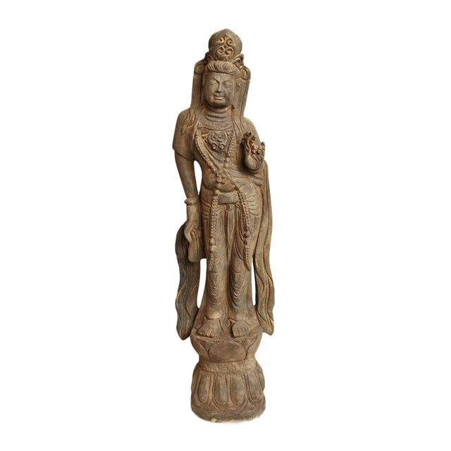 Stone Vintage Stone Quan Yin Statue For Sale - Image 7 of 7