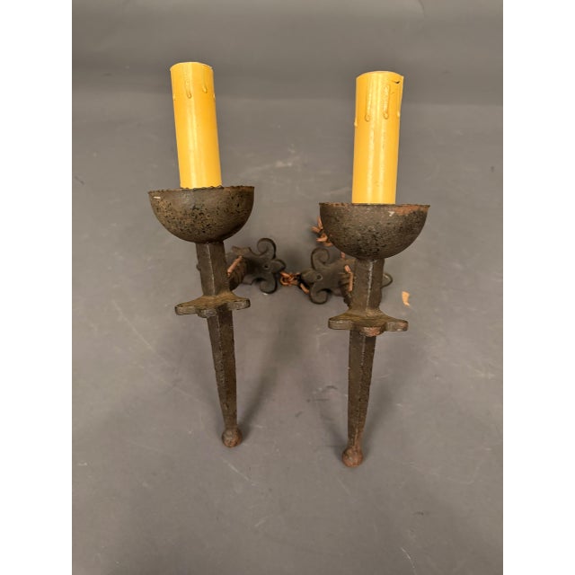 1890s French Iron Wall Sconces - Pair For Sale - Image 4 of 11